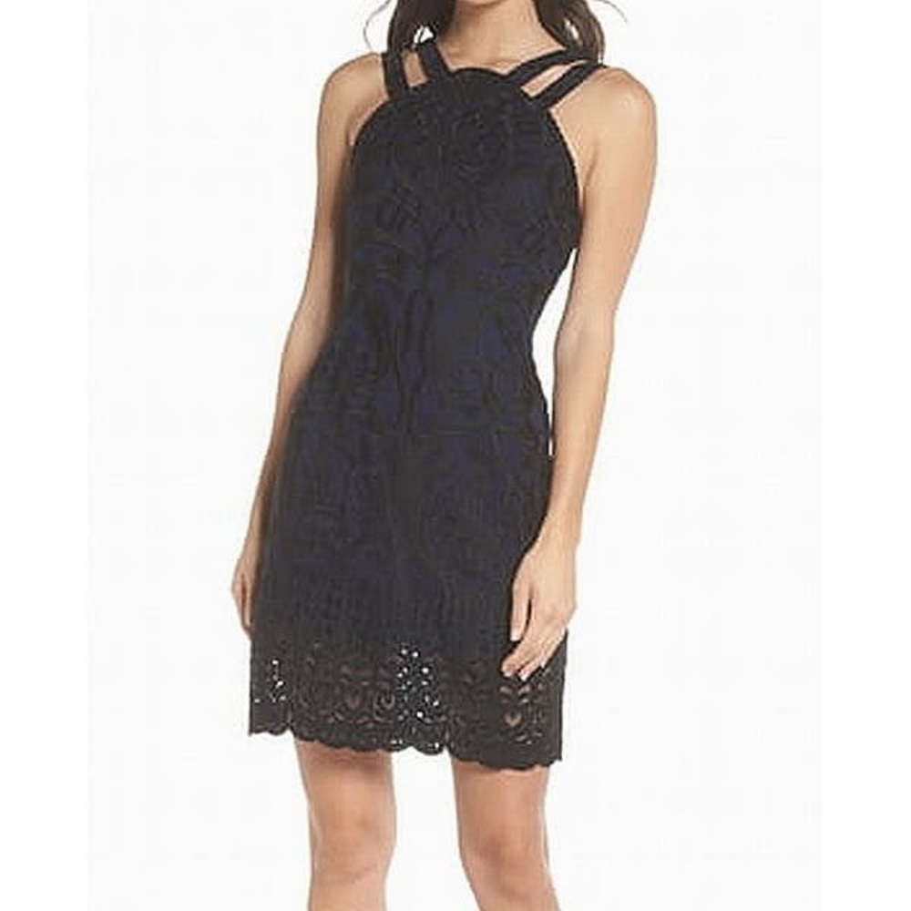 NWT, Sz S, Navy Blue and Black Midi Dress